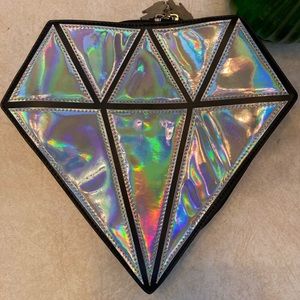 Holographic gem shaped makeup bag.